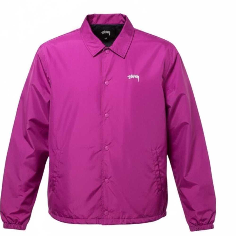 💥 Stüssy Coaches Jacket 💜 Magenta Pink Size L Streetwear Skate Windbreaker